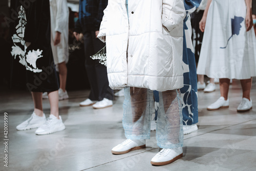 Models walk the runway finale during MERCEDES-BENZ FASHION WEEK RUSSIA.