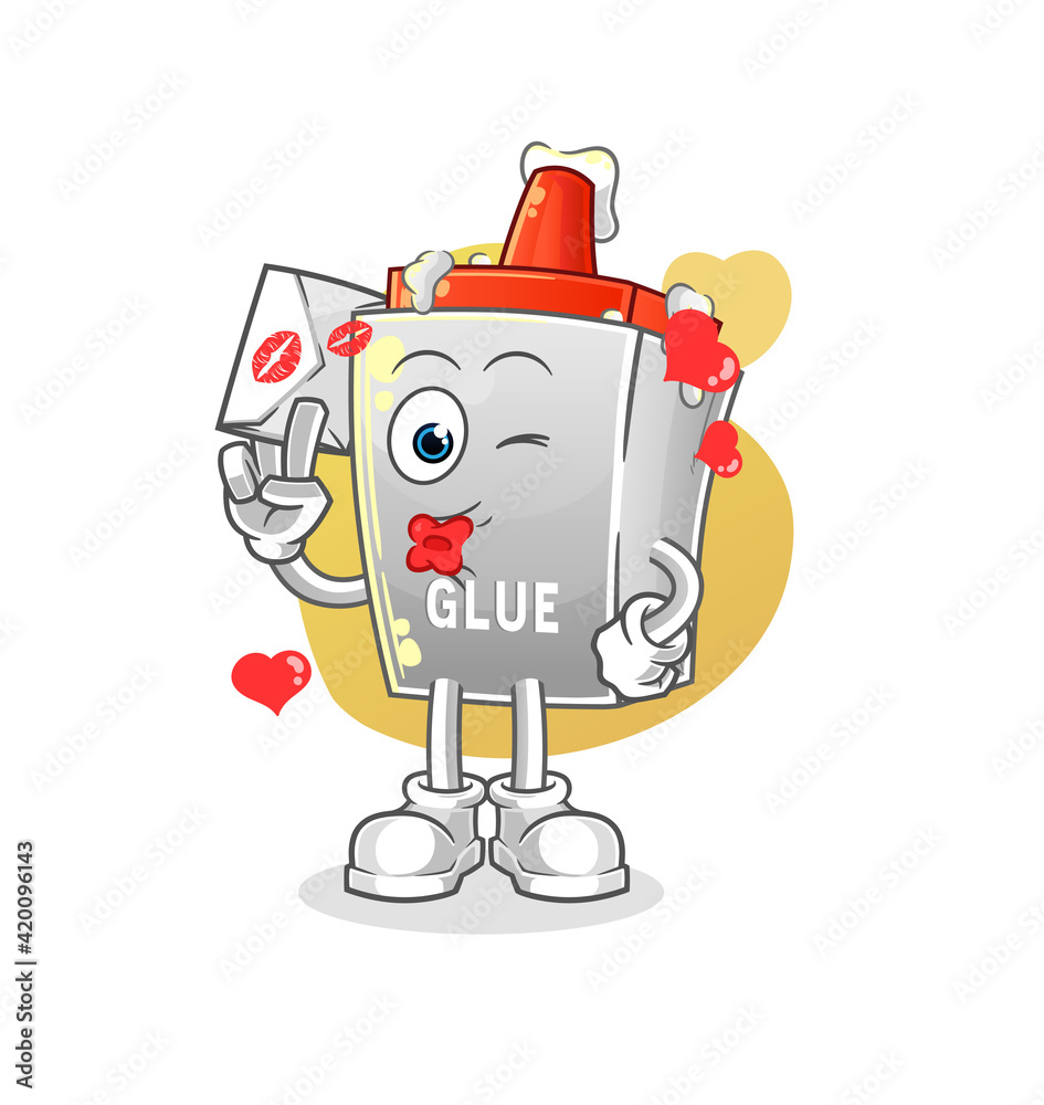 glue hold love letter illustration. character vector glue hold love letter illustration. character vector