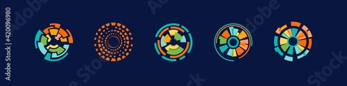 a collection of colorful abstract circle graphic shapes, flowing gradients with complete color combinations, presentation logos, banners and flyers