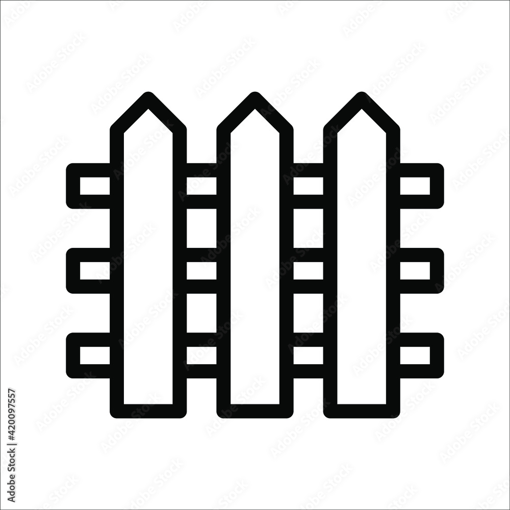 Fence vector icon. the Fence for the home. fence for Fencing icon on white background. color editable
