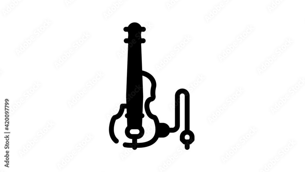 electric violin black icon animation
