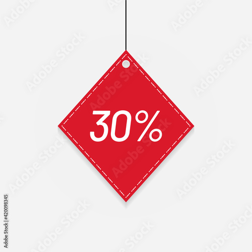 Tag sale red discount label 30 off Vector