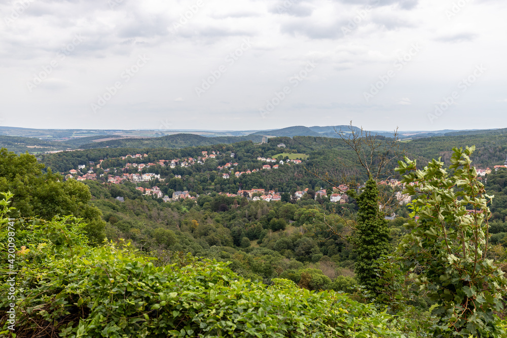 Scenic view at landscape and the city Eisenach