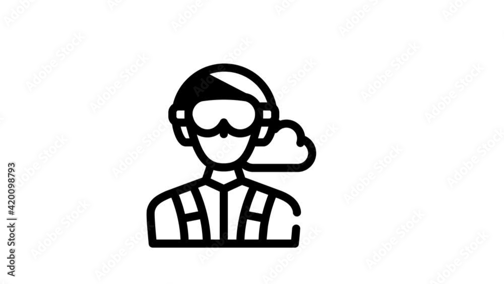 paratrooper worker black icon animation
