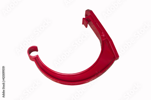 fasteners for drainage gutters red bracket for mounting the gutter system on a white background