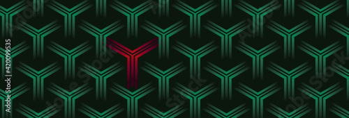 Dark green minimal symmetrical background. The concept for leadership, success, and marketing strategy and goals. The idea for solving problems, independence, and opportunity. 