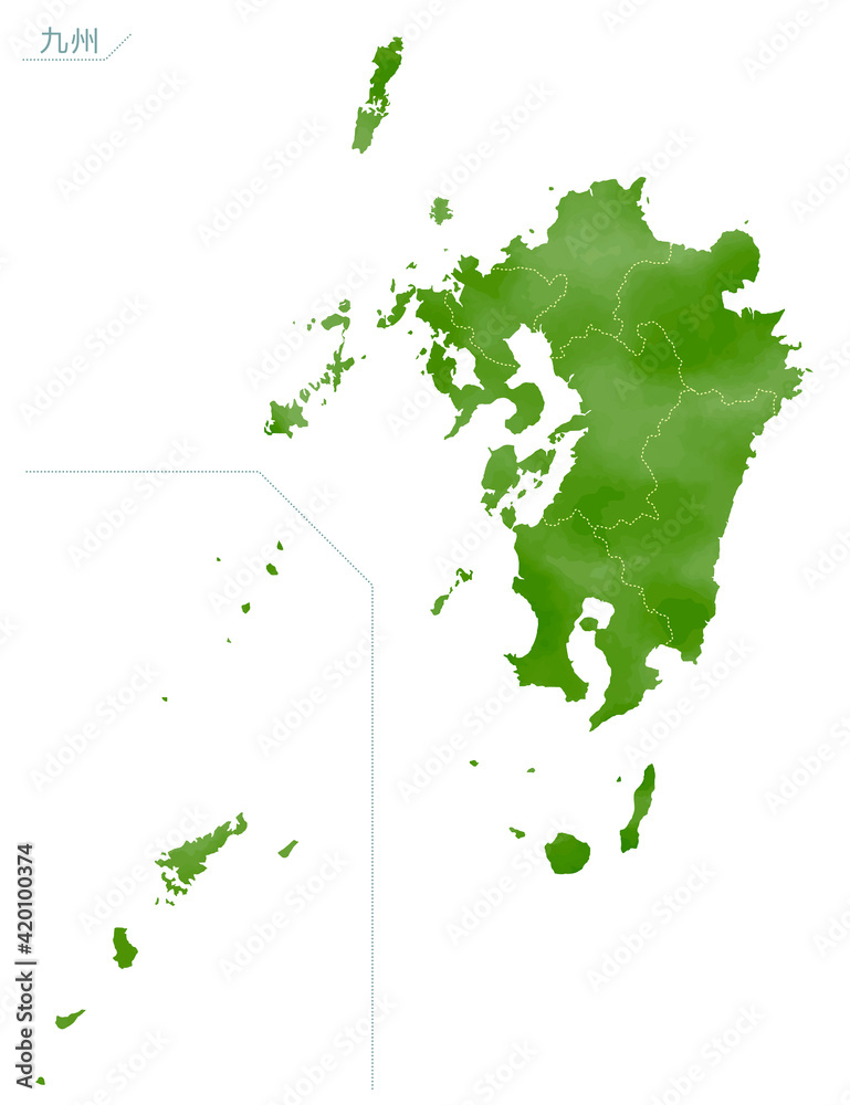 水彩風の日本地図 九州地方 Stock Vector Adobe Stock