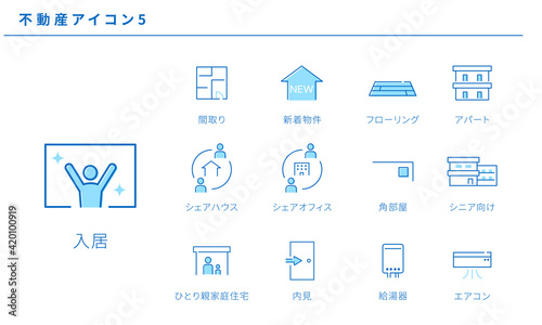 シンプルな不動産アイコンのセット5