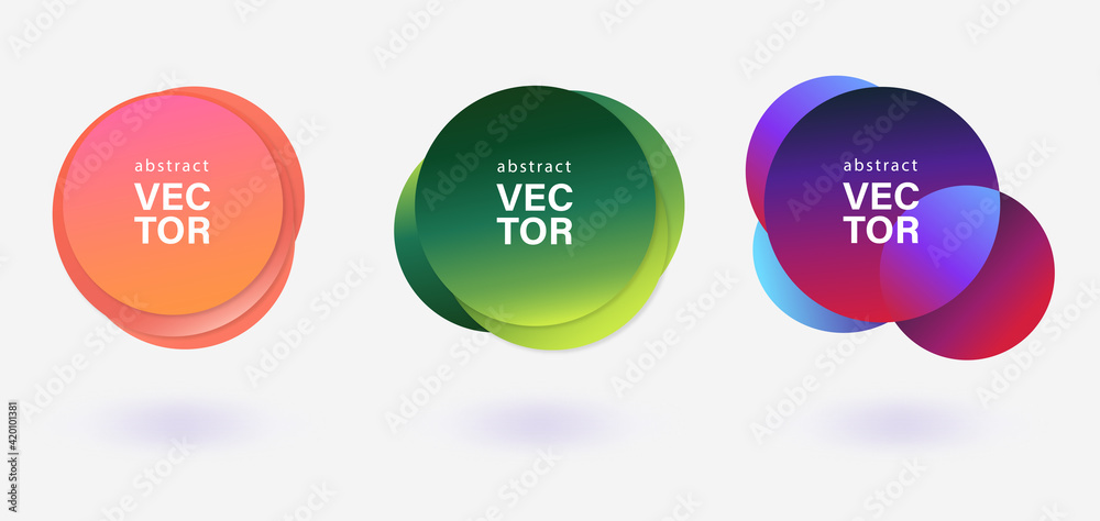 Abstract colorful bubble badges set text template isolated vector illustration. Abstract dynamic geometric banners. Abstract colorful bubble badges set text template isolated vector illustration. Abstract dynamic geometric banners.