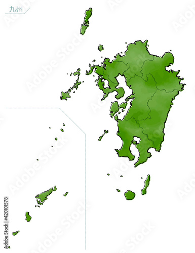 和風な日本地図　九州地方