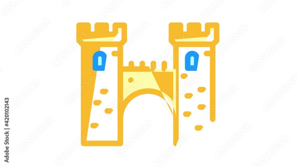 bridge between castle towers color icon animation bridge between castle towers color icon animation