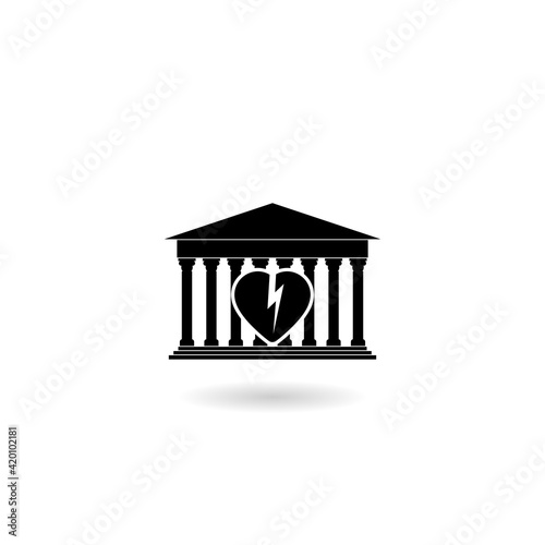 Divorce courthouse icon with shadow