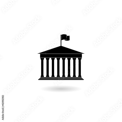 Simple Black Courthouse icon with shadow © sljubisa