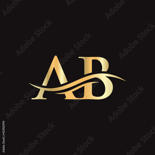 AB logo Design. Premium Letter AB Logo Design with water wave concept.