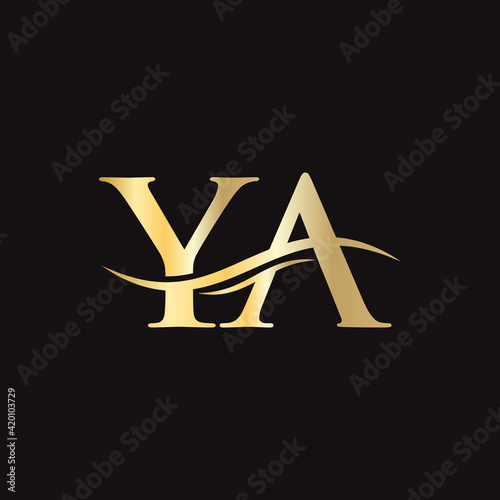 Water Wave YA Logo Vector. Swoosh Letter YA Logo Design for business and company identity.