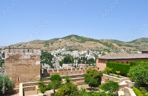 Alhambra palace and gardens in Granada, Spain