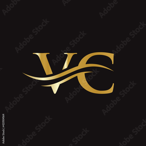 Initial VC letter linked logo vector template. Swoosh letter VC logo design. VC Logo design vector
