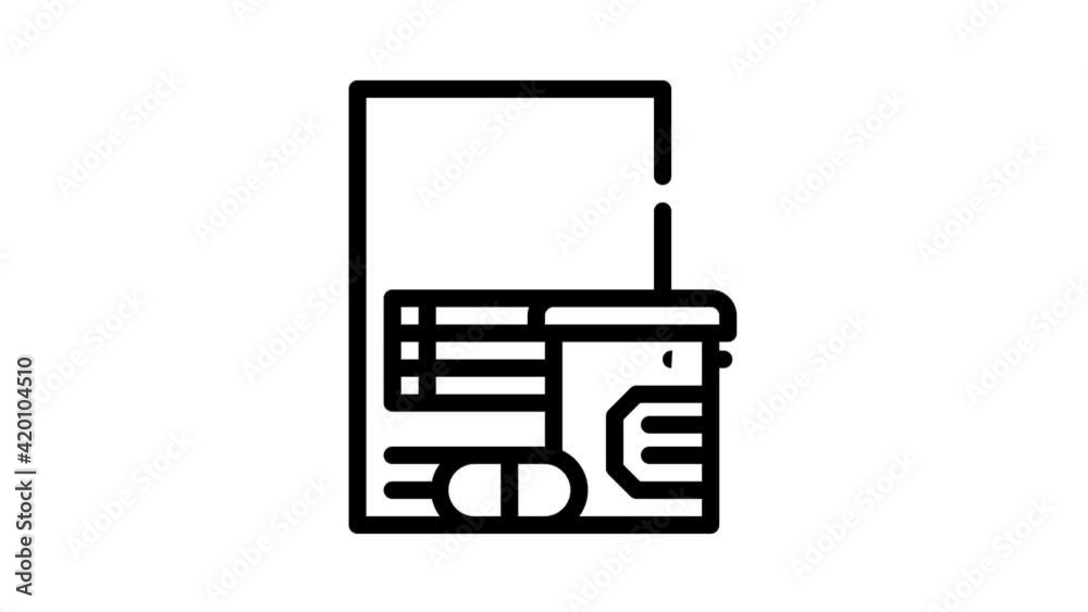 medical prescription and pills black icon animation medical prescription and pills black icon animation