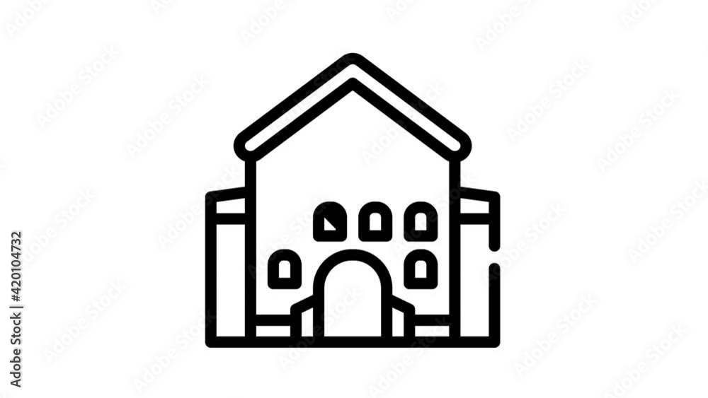 castle main building black icon animation castle main building black icon animation