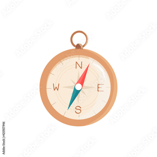 Compass vector illustration in flat style, isolated on white