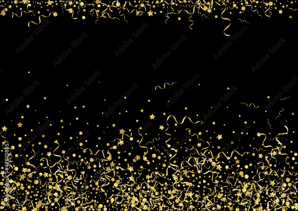 Gold Star Celebration Vector Black Background.