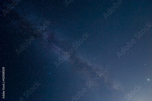 night starry sky with milky way, beautiful outdoor natural background
