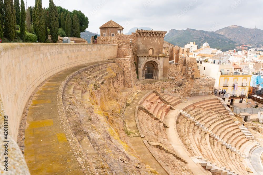 Stairs of the ancient Roman Theater of Cartagena, Murcia.