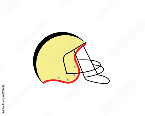 Retro helmet for playing American football. An accessory for playing rugby. Vector illustration on isolated background