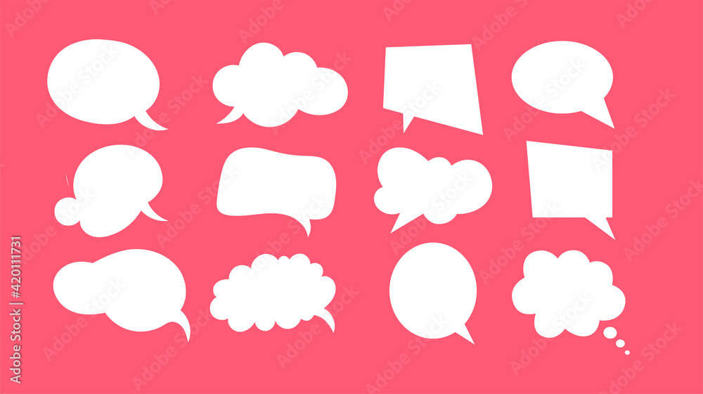 Set of speech bubbles, speech balloons. Think & talk icon vector.