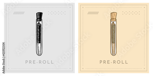 preroll in glass tube retro vintage illustration