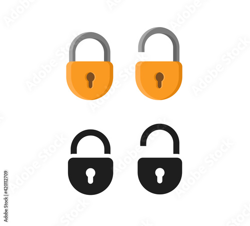 Set of Lock icon vectors, padlocks, security sign, safety symbol, safe icon, illustration.