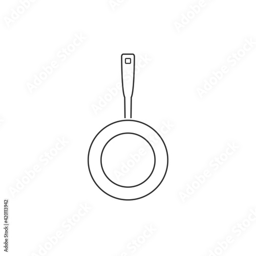 Frying pan line icon in flat style. Vector