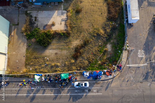 Aerial images of homeless camps in Sacramento. photo