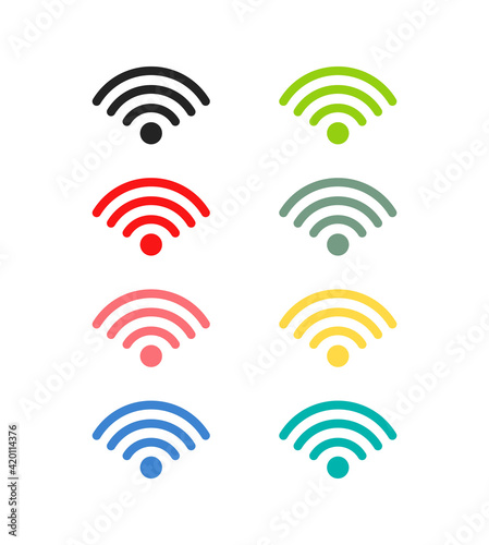 WI-Fi Set icon, Set of different wireless and wifi icons. Vector Illustration.