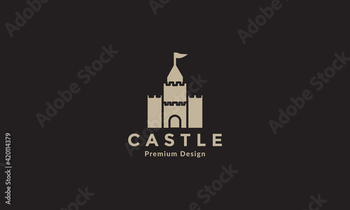 flat castle old with tower logo symbol vector icon illustration design