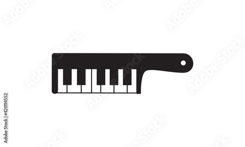 piano with comb logo symbol vector icon illustration design