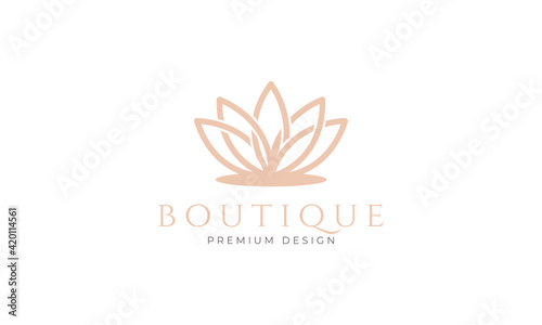 lotus flowers line feminine logo symbol vector icon illustration design