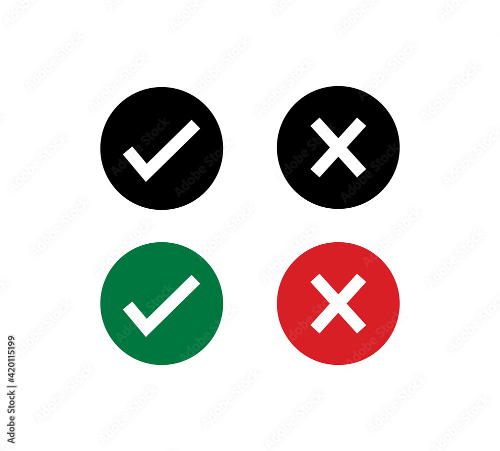 Check Mark and Cross Mark Icons. Check Mark and Cross Mark Icons.