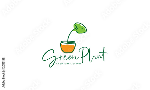 lines colorful leaf taro plant logo symbol vector icon illustration design