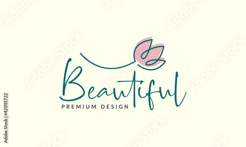 beautiful lines flower tulip feminine logo vector symbol icon illustration design