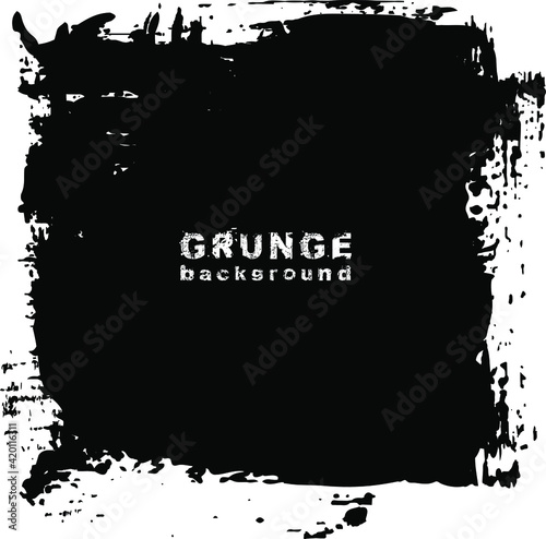 Black grunge urban background. Stain vector texture. Isolated. Splattered dirty design element for grungy effect. Distress dust overlay shape