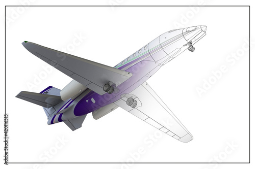 3D design of an airplane.