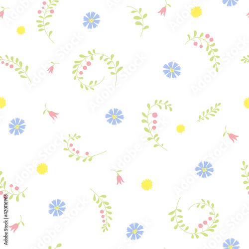Floral seamless pattern. Simple vector color illustration