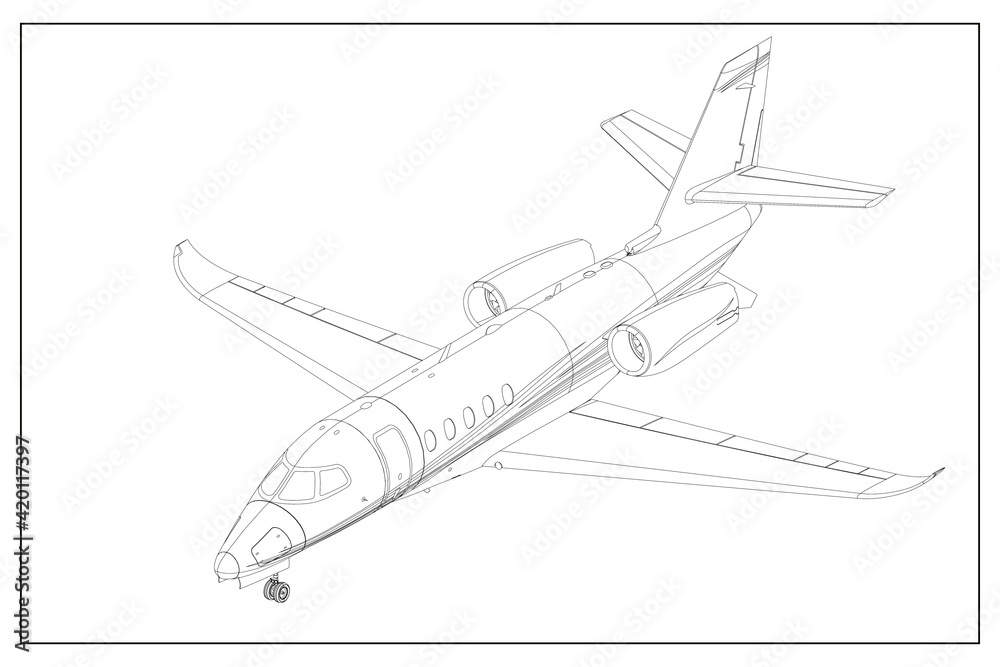 3D design of an airplane. 3D design of an airplane.