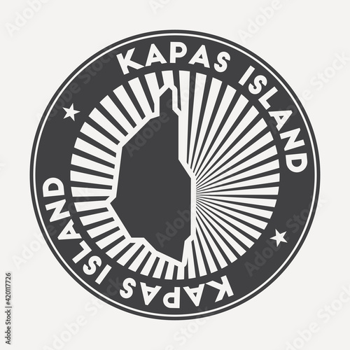 Kapas Island round logo. Vintage travel badge with the circular name and map of the island, vector illustration. Can be used as insignia, logotype, label, sticker or badge of the Kapas Island.