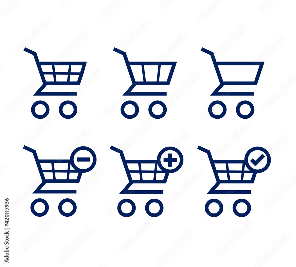 Set of shoping cart flat vector icon. Symbol of buy. Vector illustration. 
