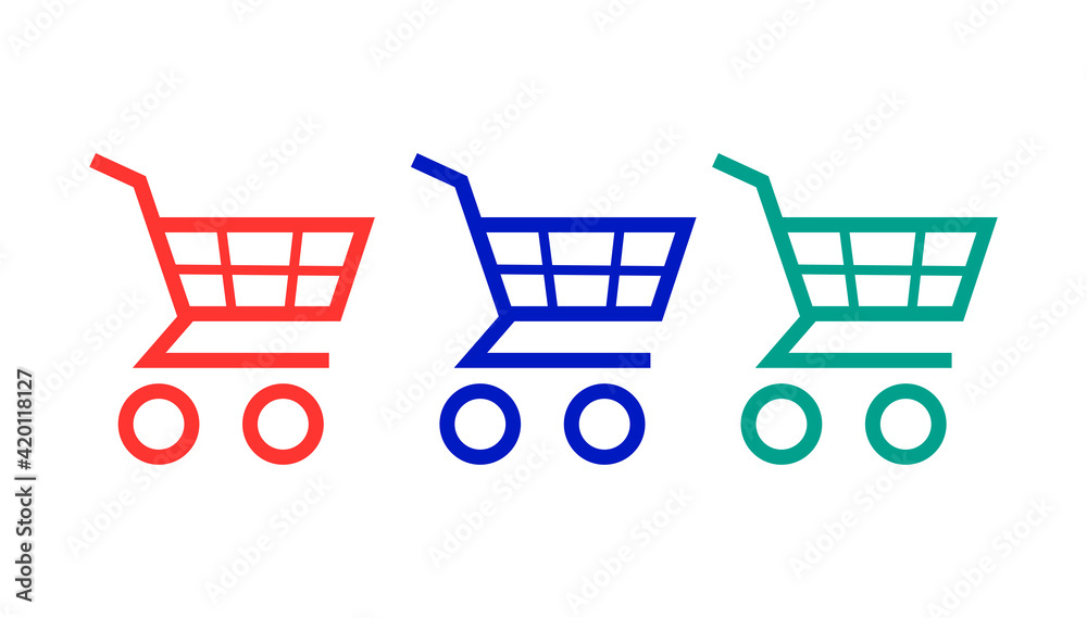 Set of shoping cart flat vector icon. Symbol of buy. Vector illustration. Set of shoping cart flat vector icon. Symbol of buy. Vector illustration.