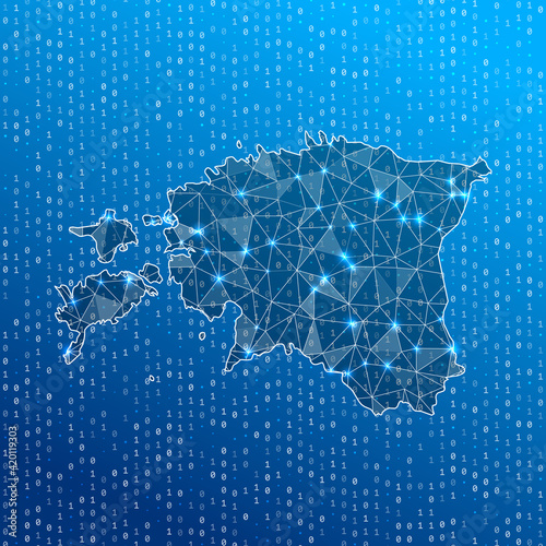 Network map of Estonia. Country digital connections map. Technology, internet, network, telecommunication concept. Vector illustration.