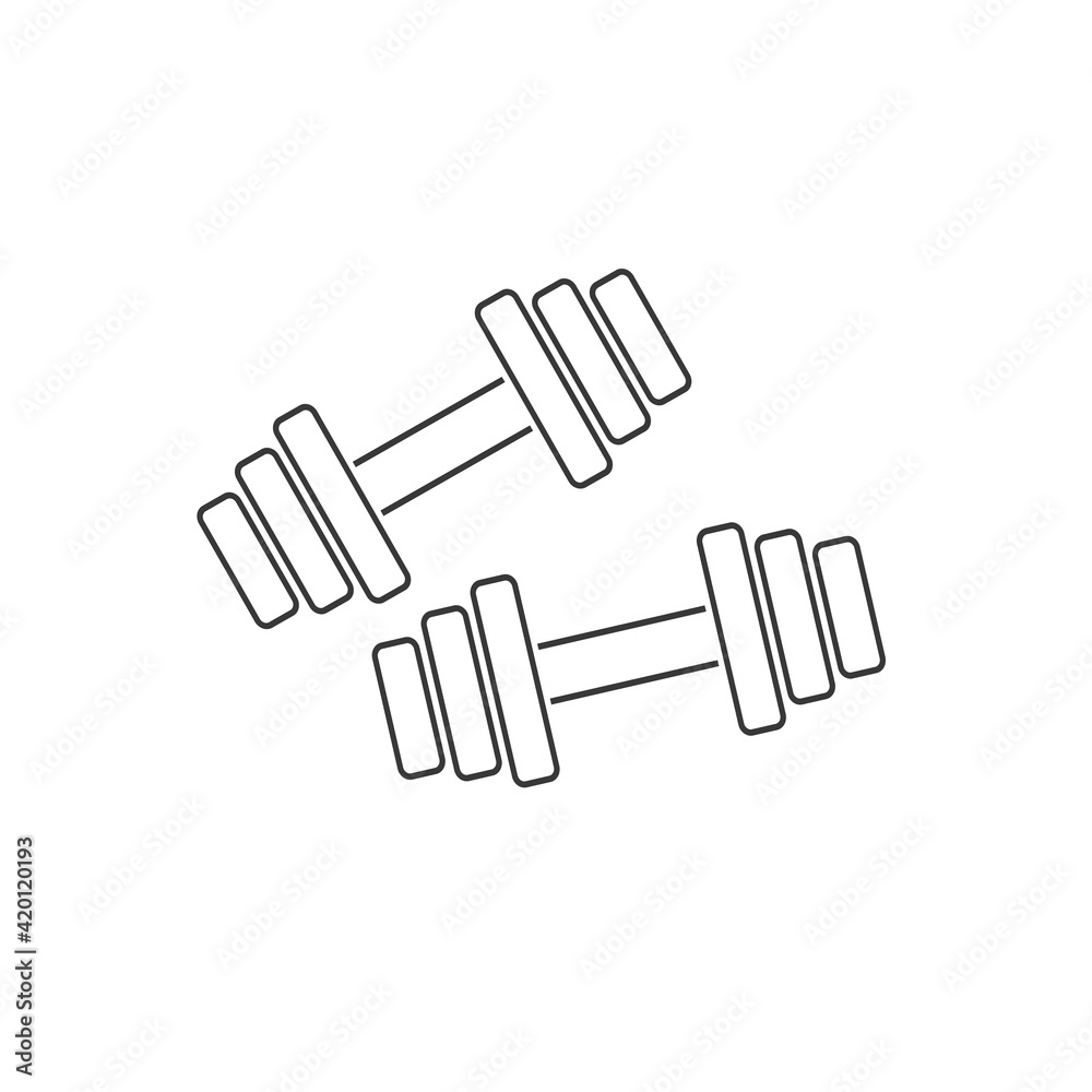 Dumbbells line icon isolated on white background vector Dumbbells line icon isolated on white background vector