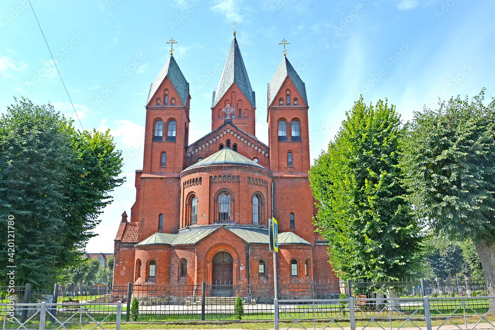 View of the Orthodox Church of the Archangel Michael (former Protestant reform church of Insterburg, 1890). Chernyakhovsk, Kaliningrad region